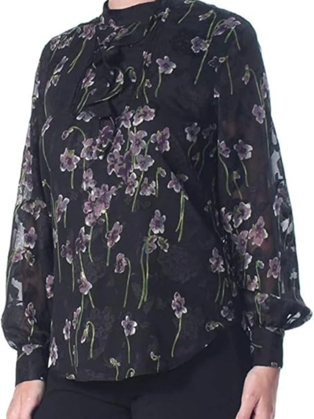 LAUREN RALPH LAUREN Womens Floral Print Mock Neck Blouse